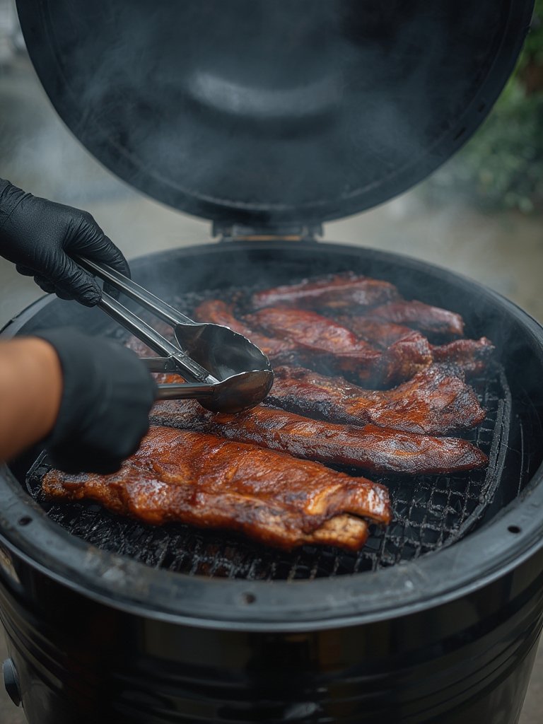 drum smoker in action
