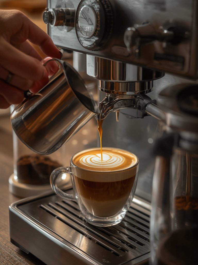 espresso machine in action